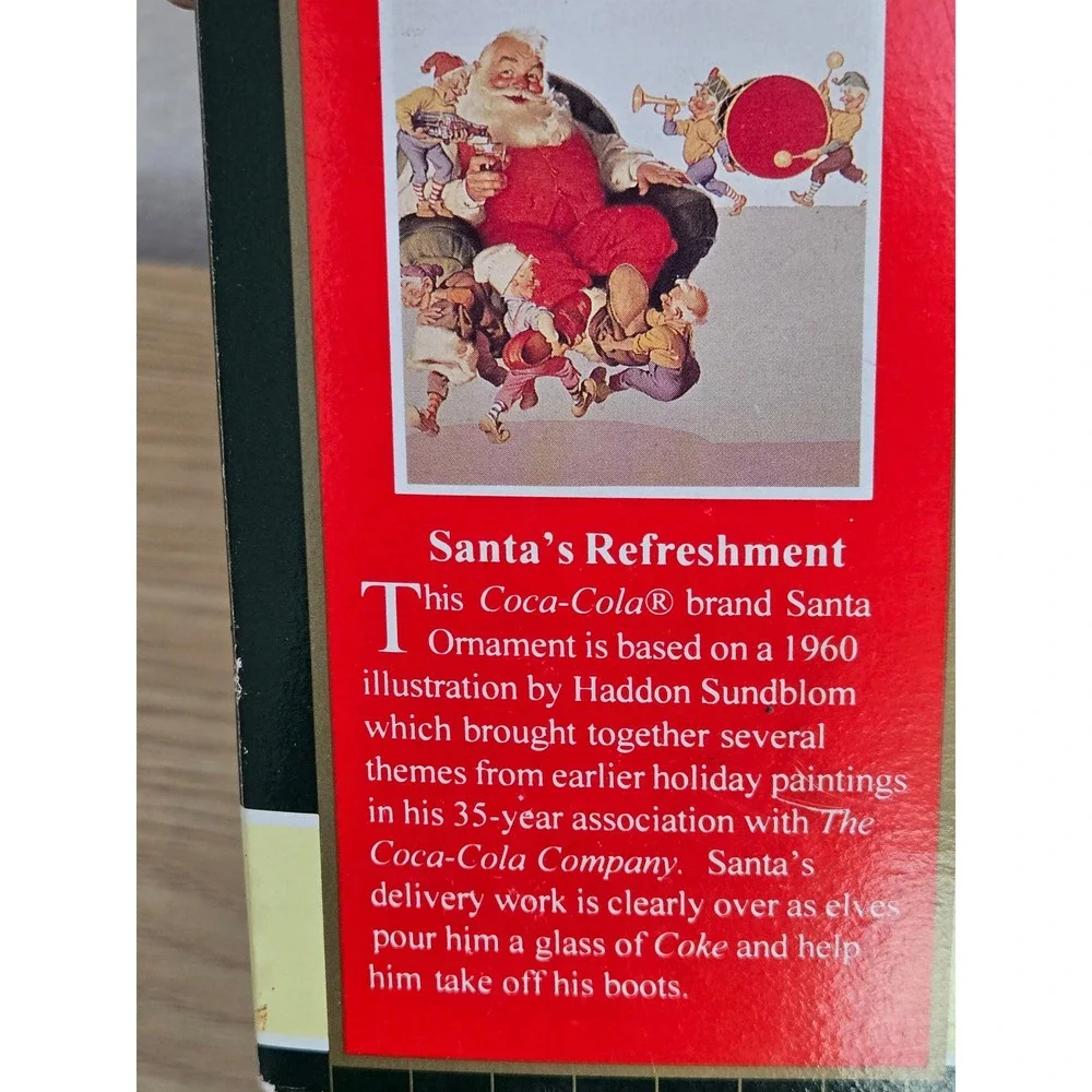 Coca-Cola Trim A Tree 1960 Busy Man's Pause Santa Ornament Haddon Sundblom